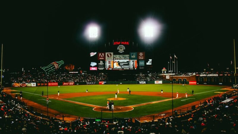 Baseball Player Playing in Baseball Stadium